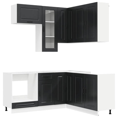 vidaXL Kitchen Unit KALMAR 8 pcs Black Engineered Wood 2