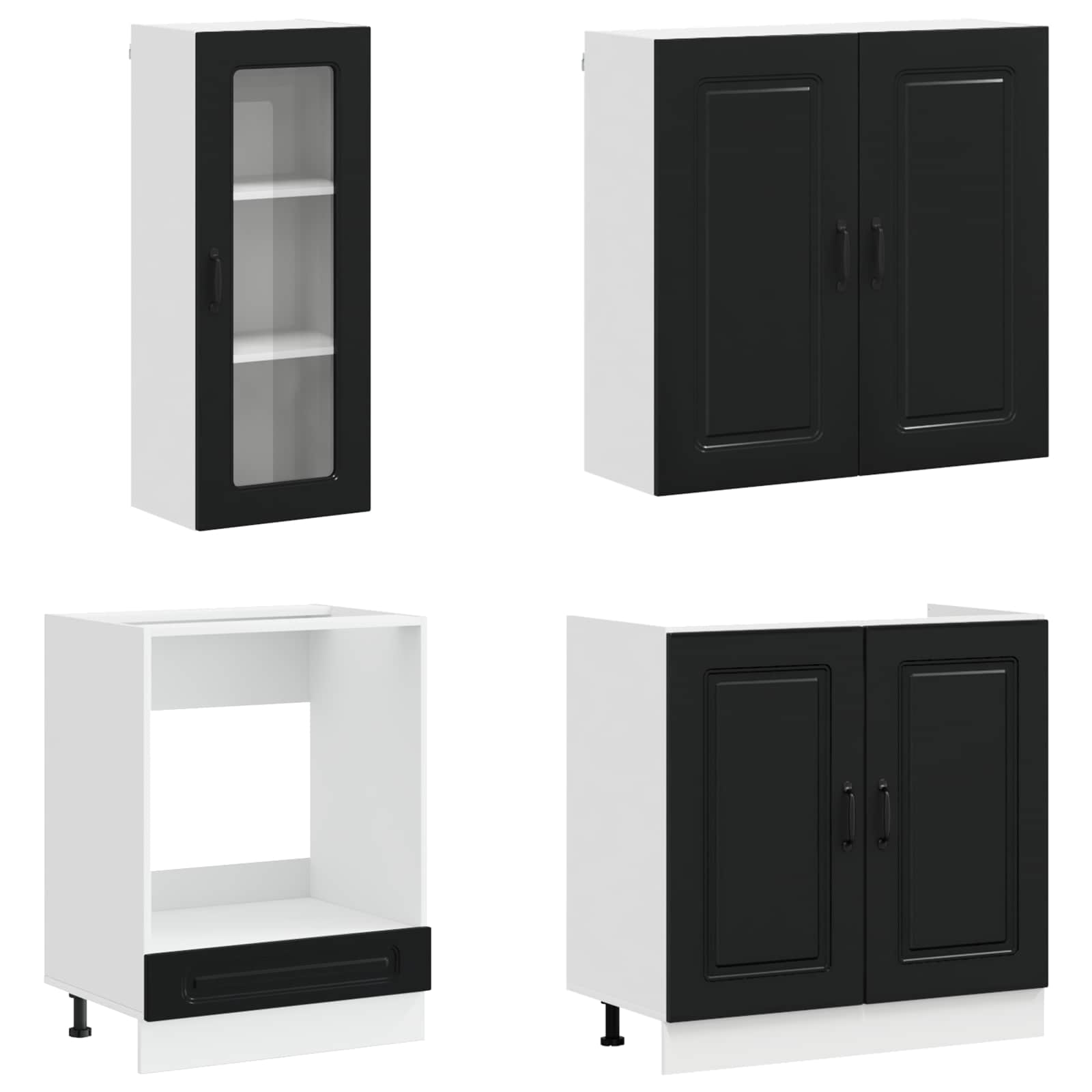 vidaXL Kitchen Unit KALMAR 8 pcs Black Engineered Wood 3