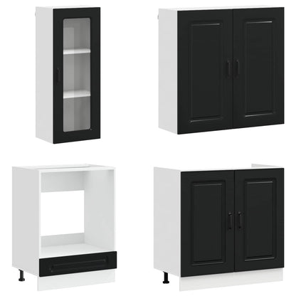 vidaXL Kitchen Unit KALMAR 8 pcs Black Engineered Wood 3