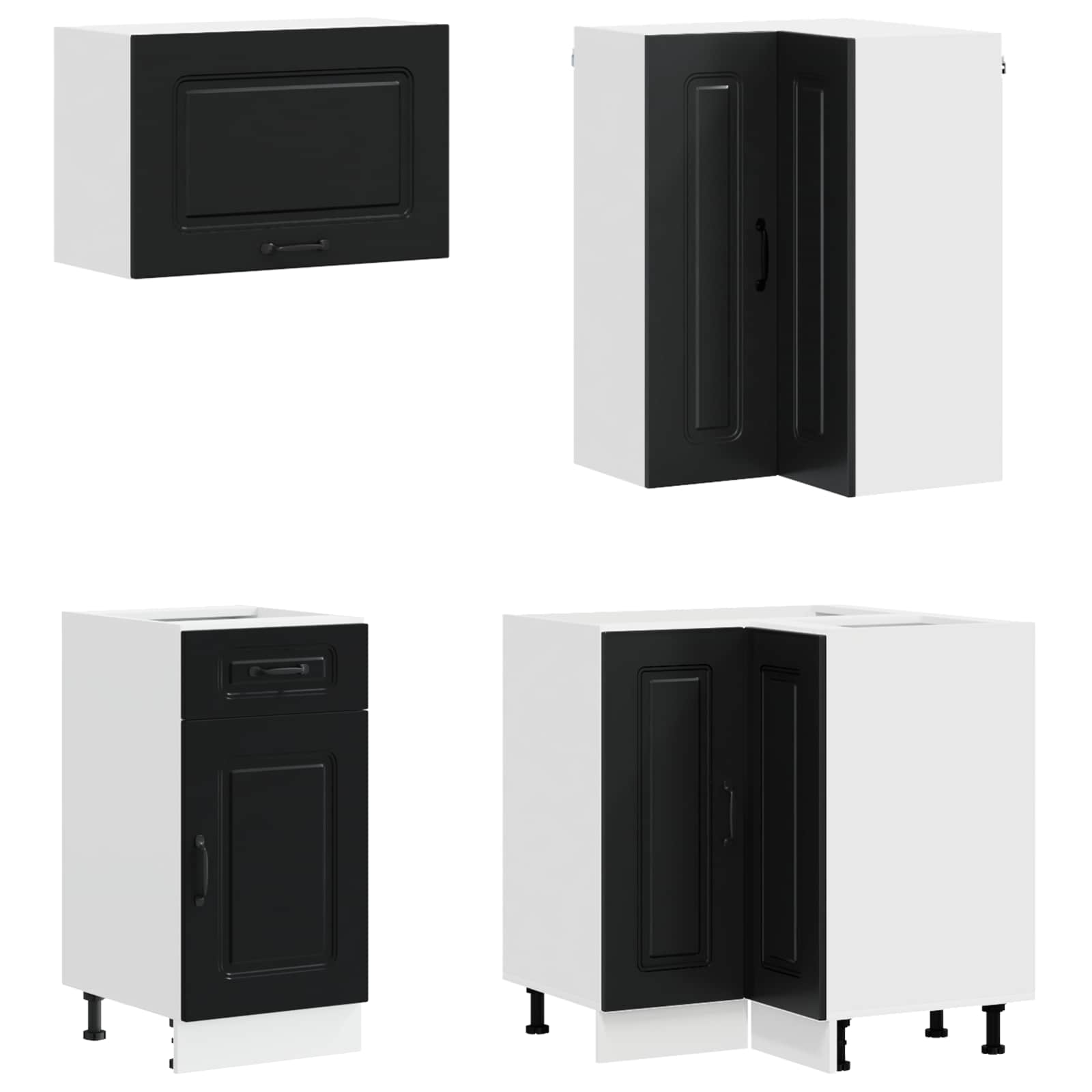 vidaXL Kitchen Unit KALMAR 8 pcs Black Engineered Wood 4
