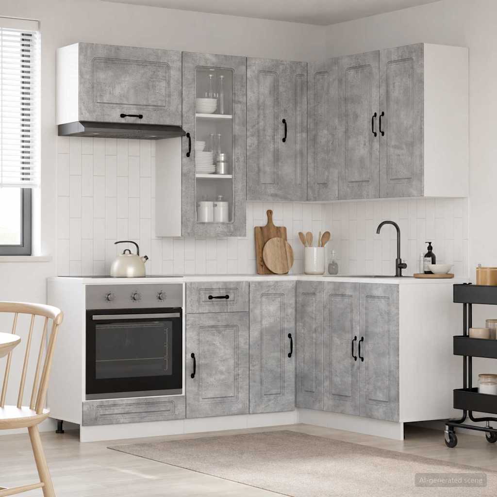 vidaXL Kitchen Unit KALMAR 8 pcs Concrete Grey Engineered Wood 1