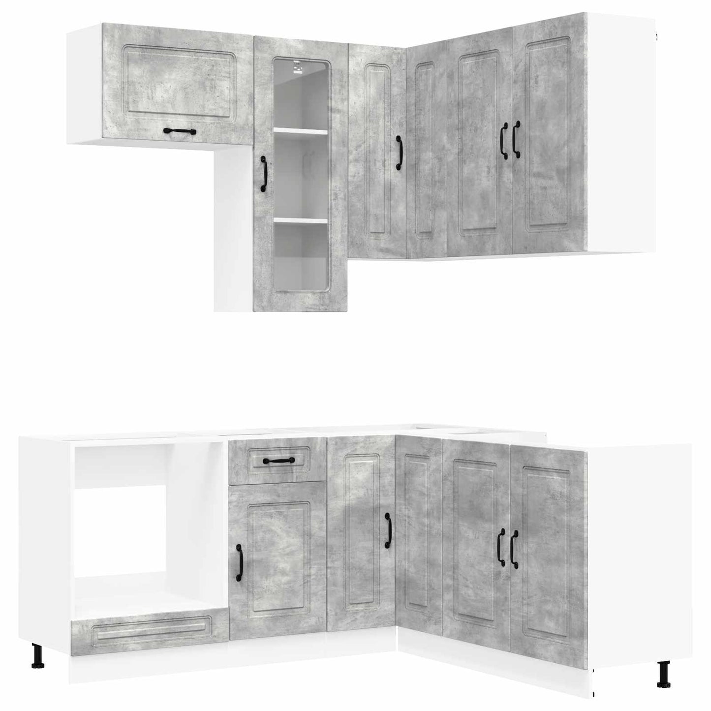 vidaXL Kitchen Unit KALMAR 8 pcs Concrete Grey Engineered Wood 2