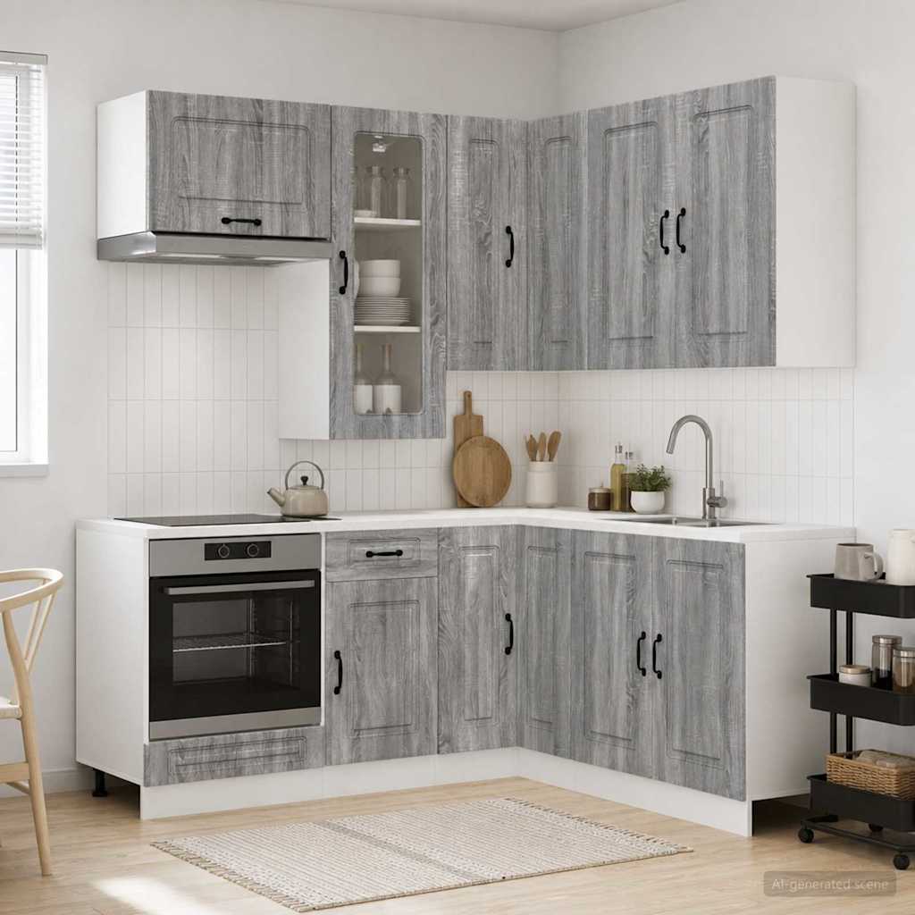 vidaXL Kitchen Unit KALMAR 8 pcs Grey Sonoma Engineered Wood 1
