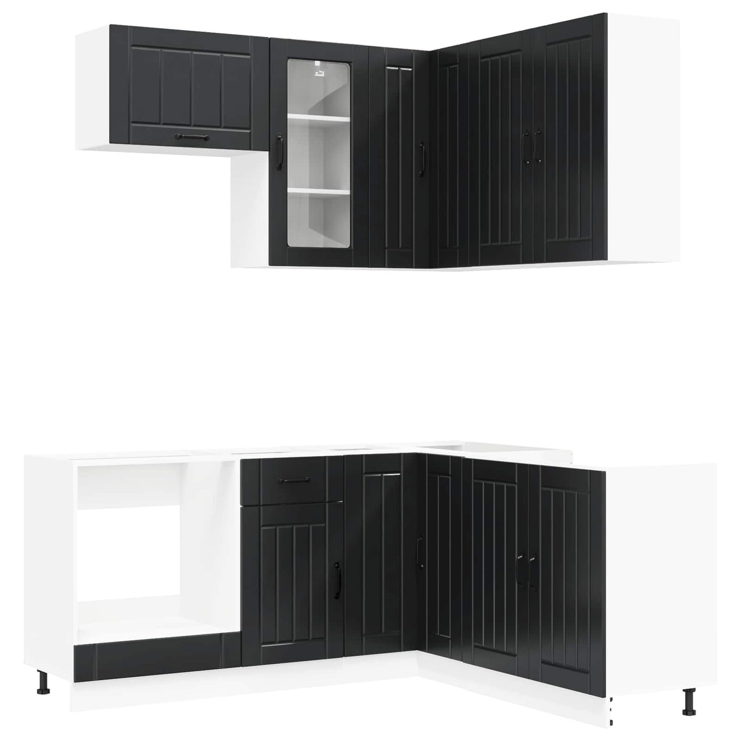 vidaXL Kitchen Unit LUCCA 8 pcs Black Engineered Wood 2