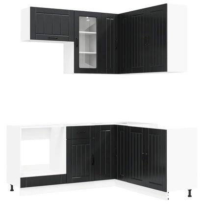vidaXL Kitchen Unit LUCCA 8 pcs Black Engineered Wood 2