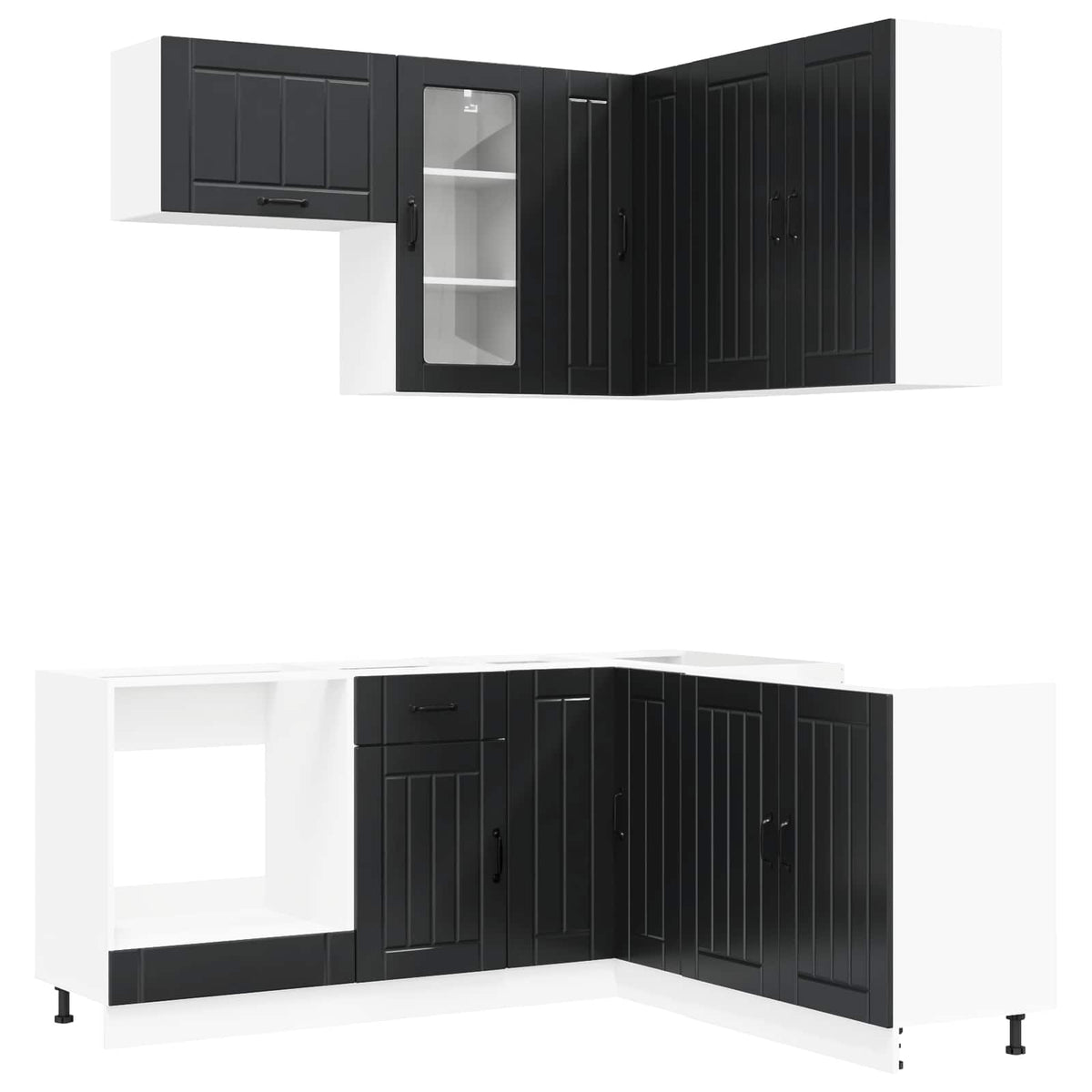 Kitchen Unit LUCCA 8 pcs Engineered Wood Black 80 cm