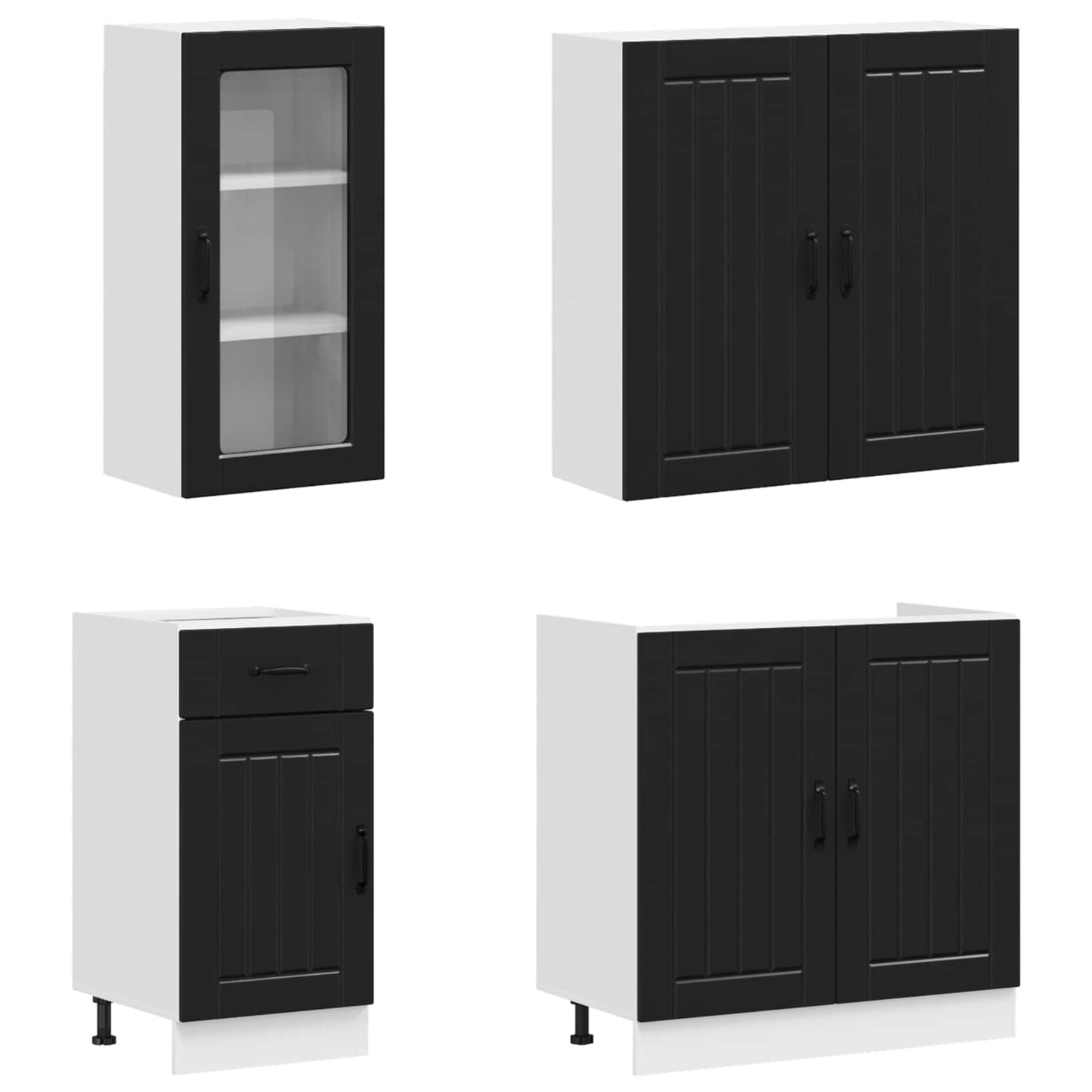 vidaXL Kitchen Unit LUCCA 8 pcs Black Engineered Wood 3