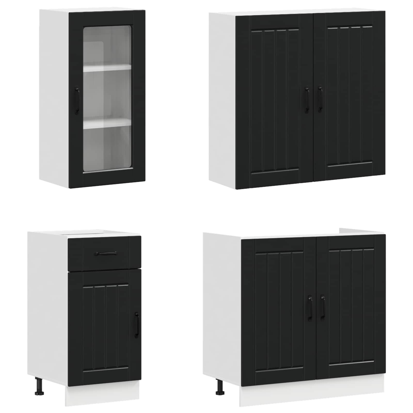 vidaXL Kitchen Unit LUCCA 8 pcs Black Engineered Wood 3