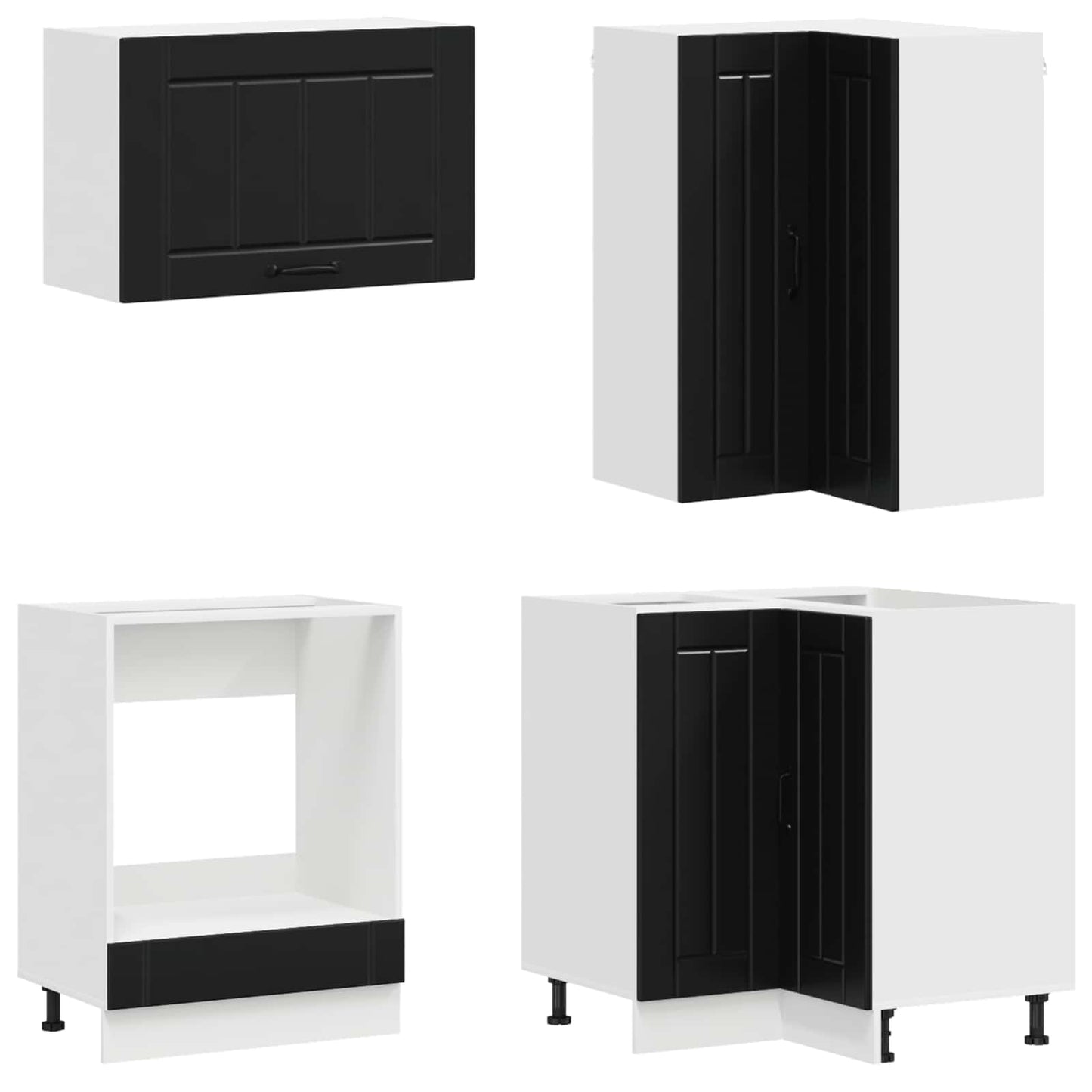vidaXL Kitchen Unit LUCCA 8 pcs Black Engineered Wood 4
