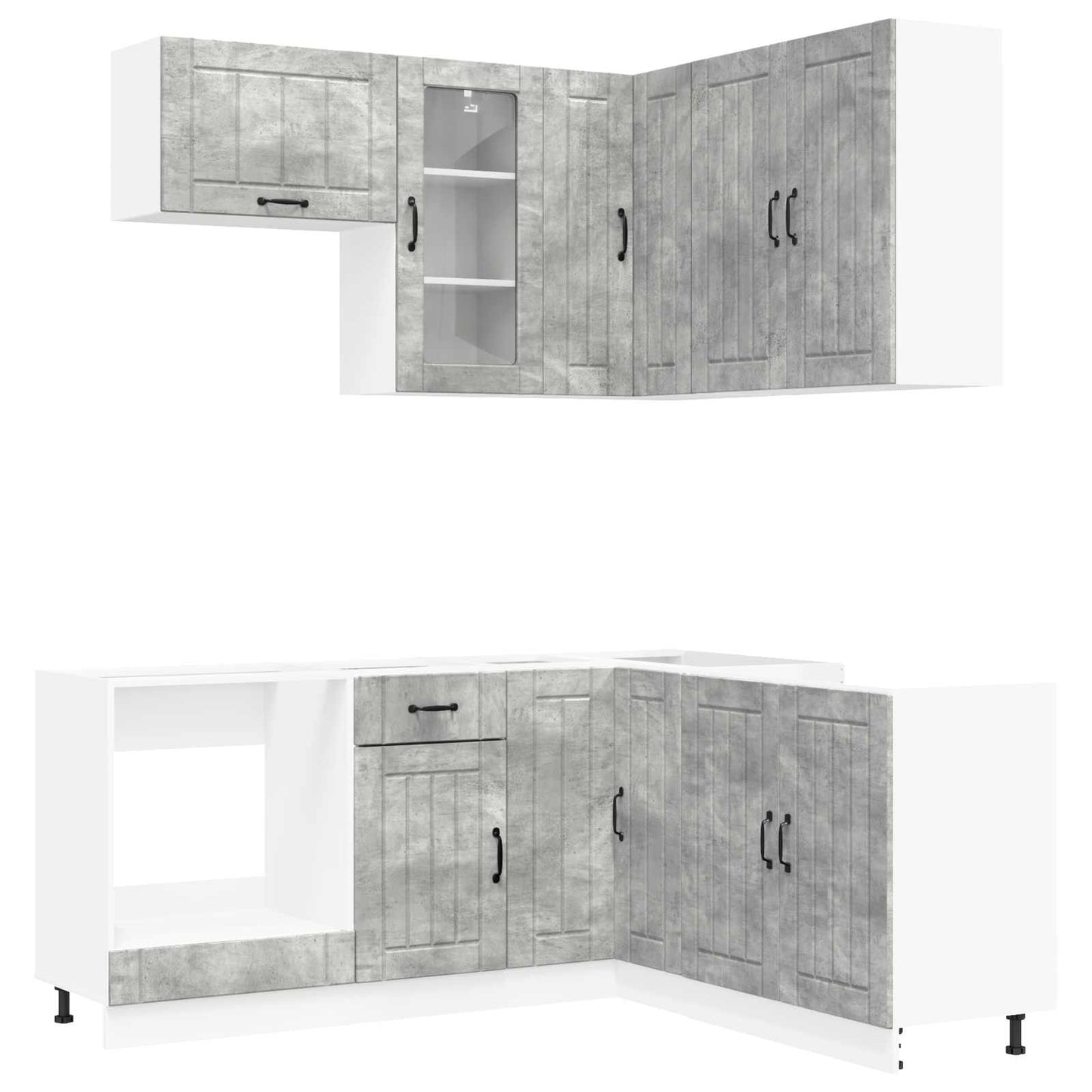 vidaXL Kitchen Unit LUCCA 8 pcs Concrete Grey Engineered Wood 2