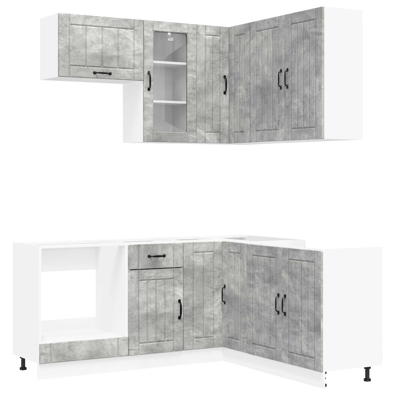 vidaXL Kitchen Unit LUCCA 8 pcs Concrete Grey Engineered Wood 2