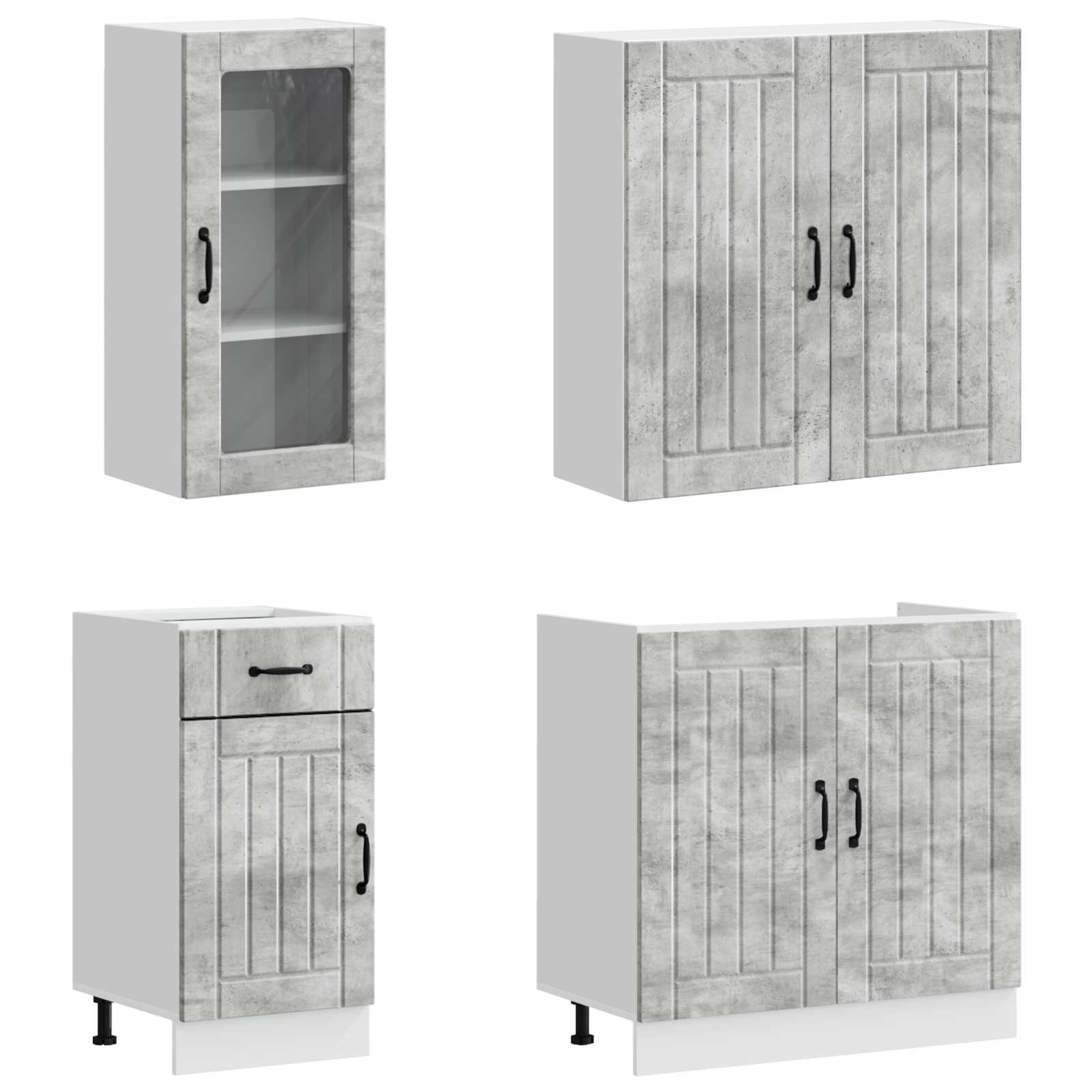 vidaXL Kitchen Unit LUCCA 8 pcs Concrete Grey Engineered Wood 3