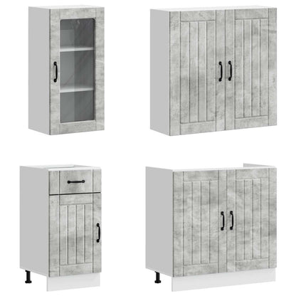 vidaXL Kitchen Unit LUCCA 8 pcs Concrete Grey Engineered Wood 3