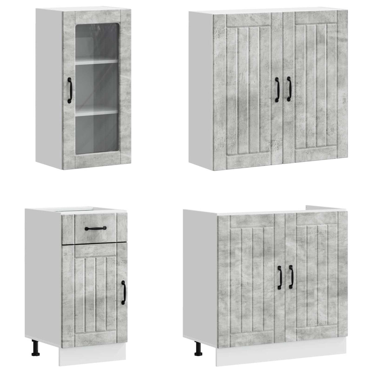 Kitchen Unit LUCCA 8 pcs Engineered Wood Concrete grey 80 cm