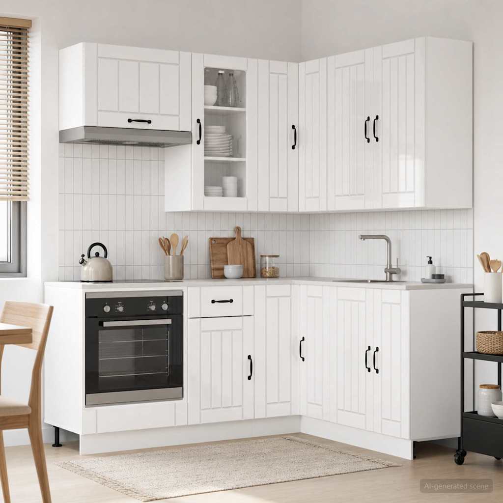 vidaXL Kitchen Unit LUCCA 8 pcs High Gloss White Engineered Wood 1