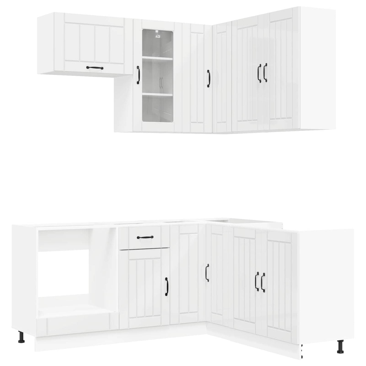 vidaXL Kitchen Unit LUCCA 8 pcs High Gloss White Engineered Wood 2