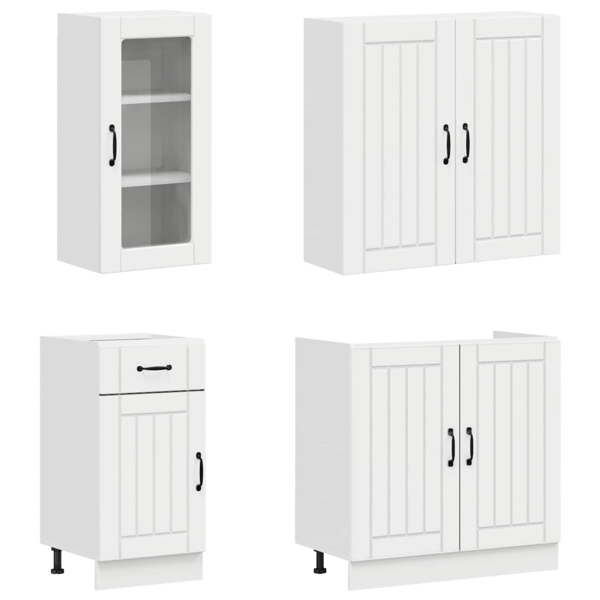 vidaXL Kitchen Unit LUCCA 8 pcs High Gloss White Engineered Wood 3