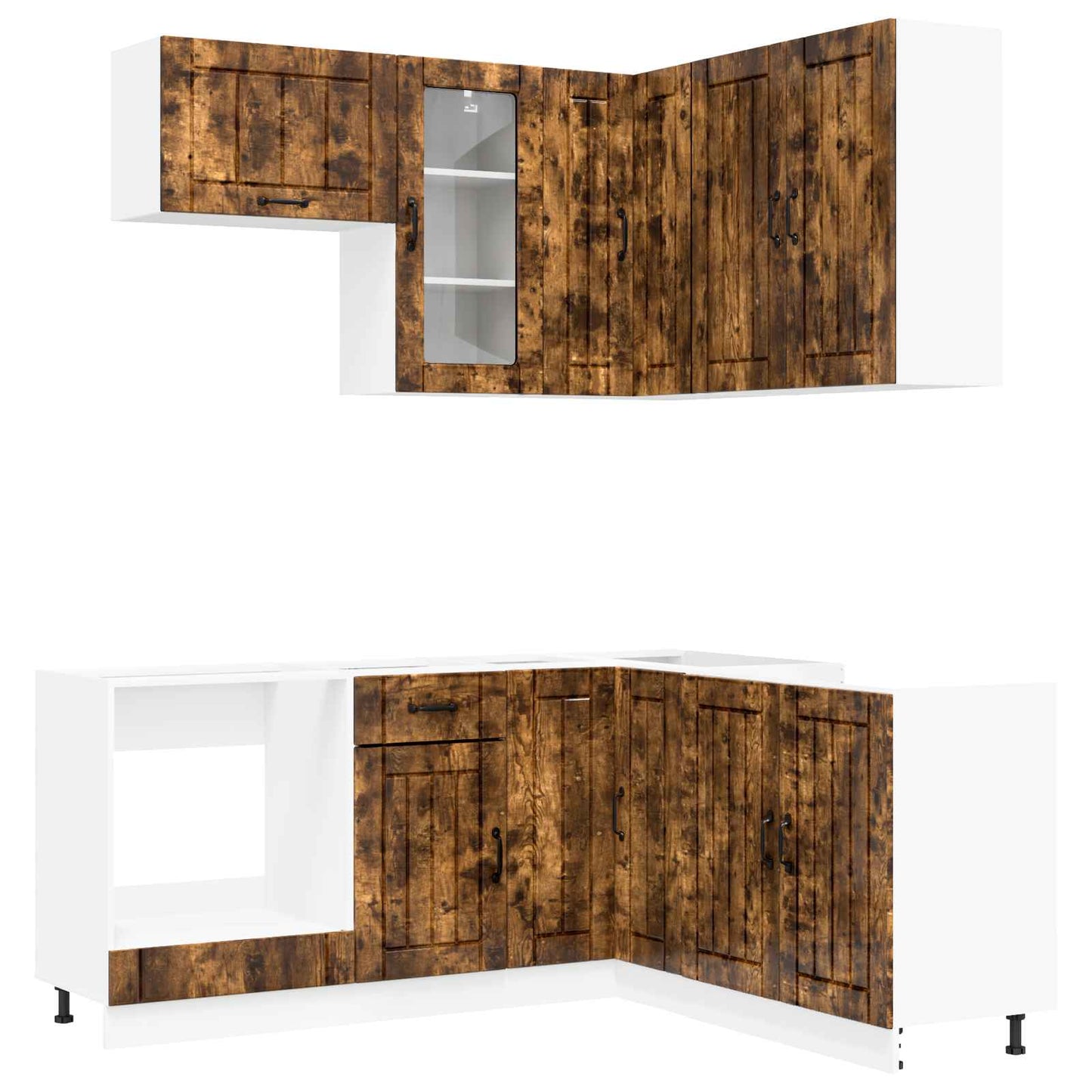 vidaXL Kitchen Unit LUCCA 8 pcs Smoked Oak Engineered Wood 2