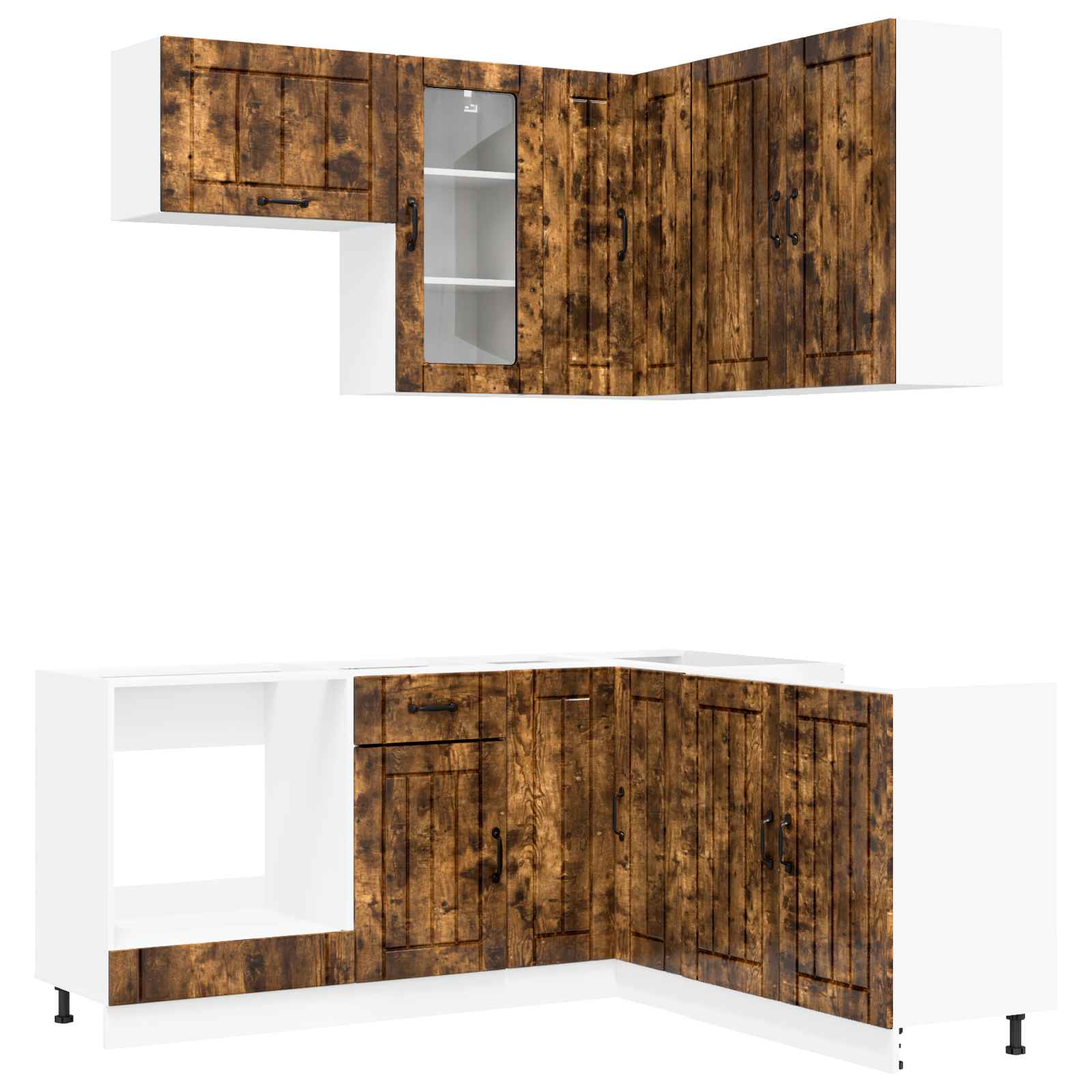 vidaXL Kitchen Unit LUCCA 8 pcs Smoked Oak Engineered Wood 2