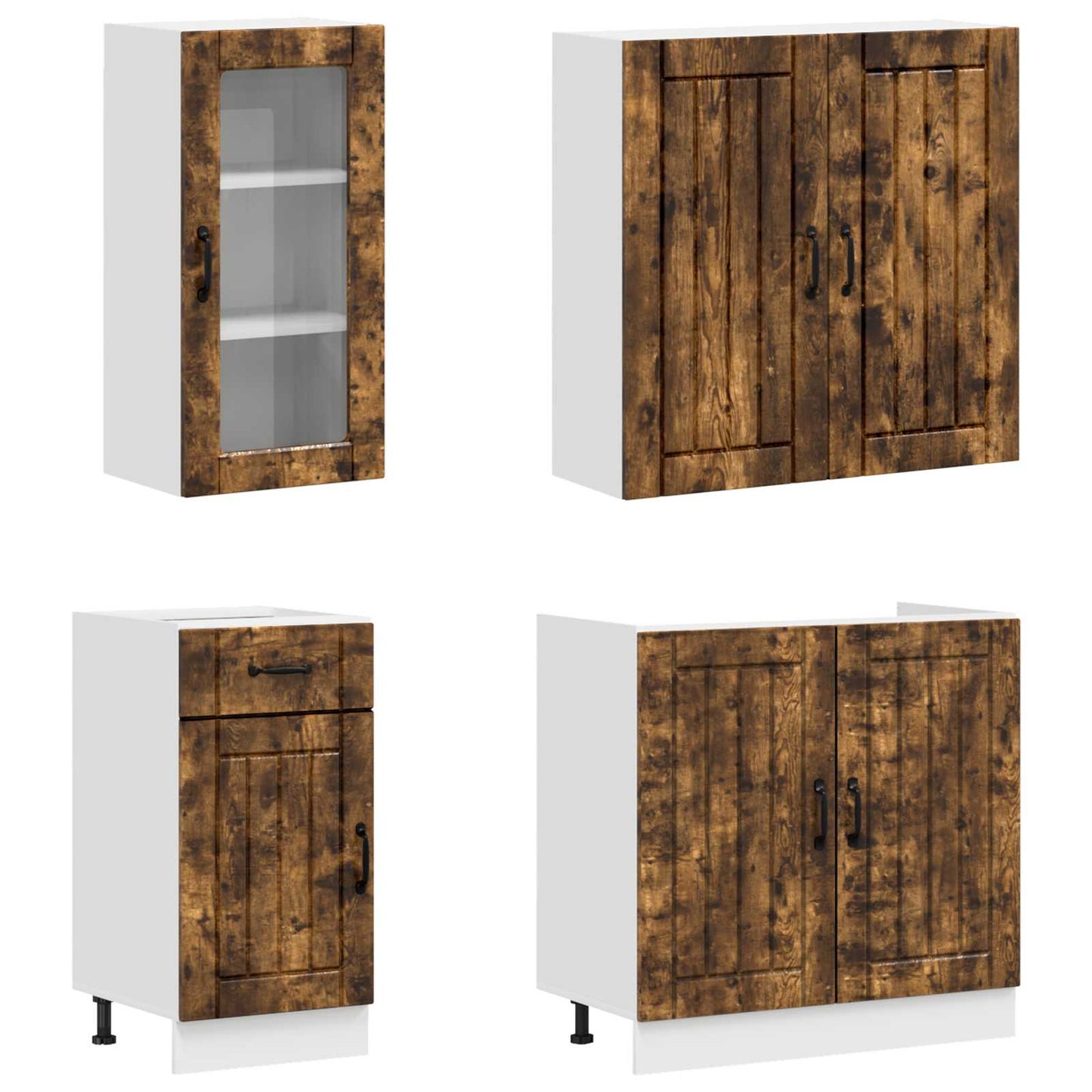 vidaXL Kitchen Unit LUCCA 8 pcs Smoked Oak Engineered Wood 3