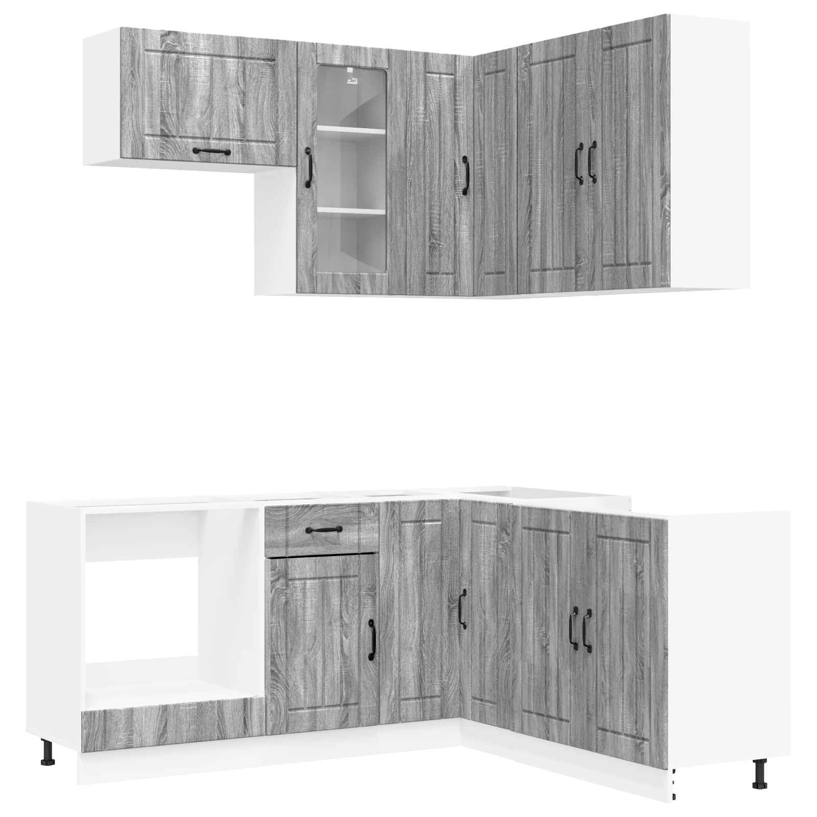 vidaXL Kitchen Unit LUCCA 8 pcs Grey Sonoma Engineered Wood 1