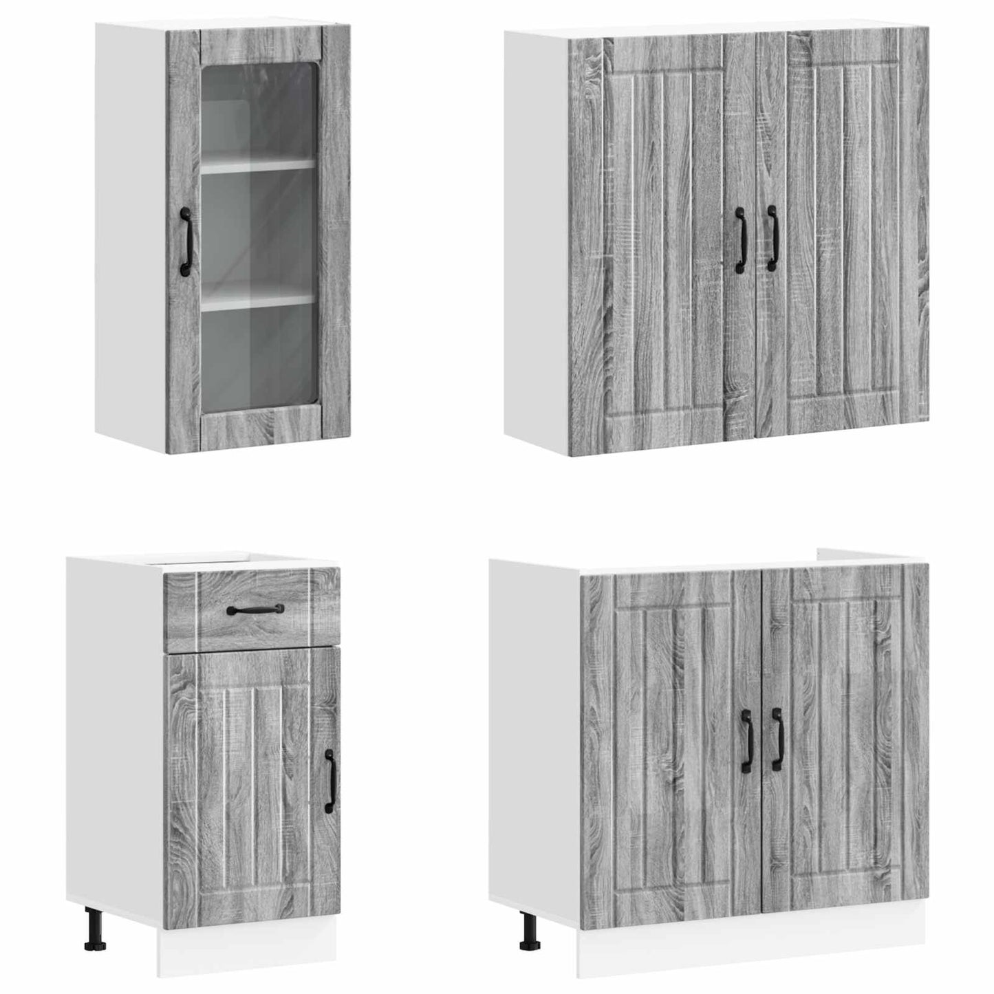 vidaXL Kitchen Unit LUCCA 8 pcs Grey Sonoma Engineered Wood 2