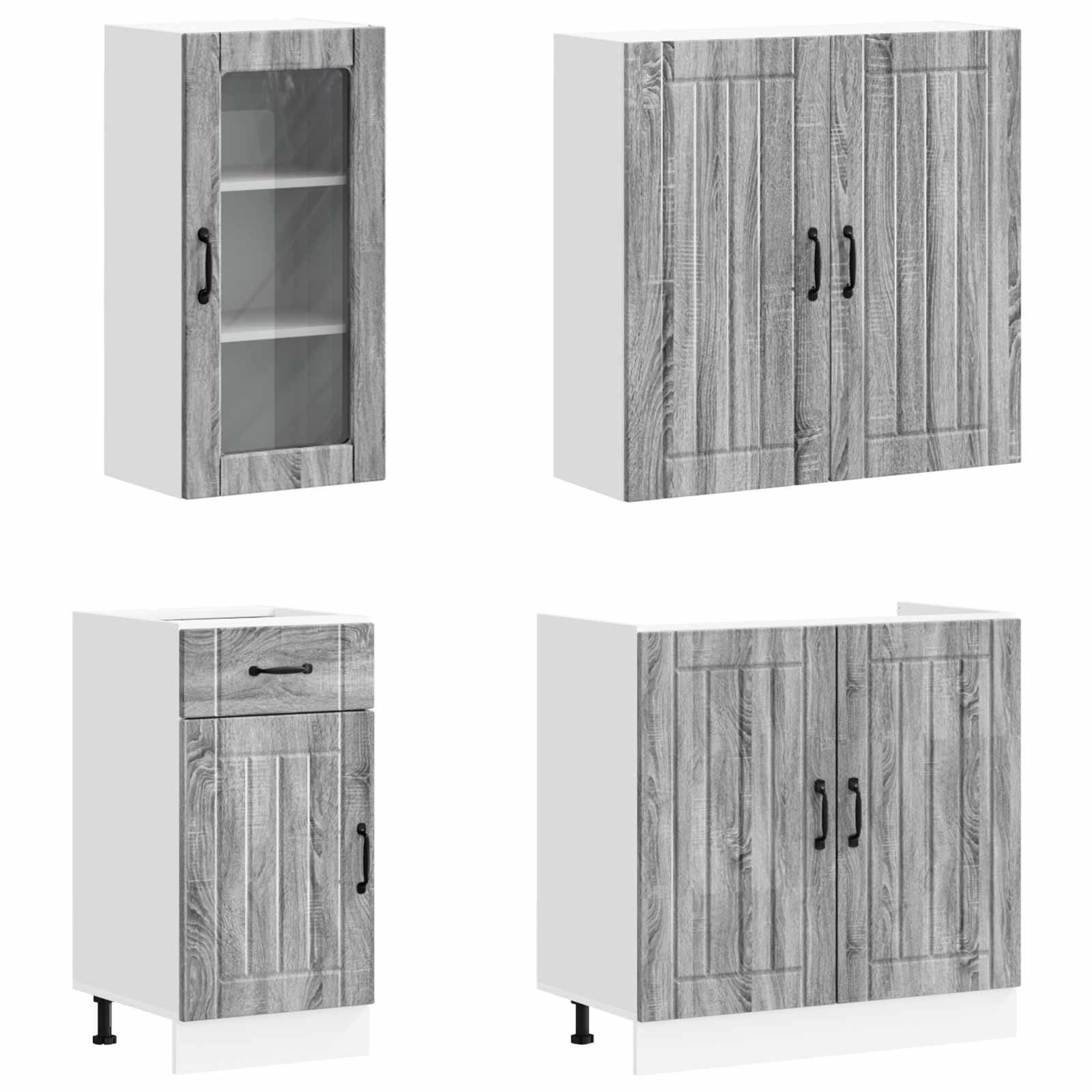 vidaXL Kitchen Unit LUCCA 8 pcs Grey Sonoma Engineered Wood 2