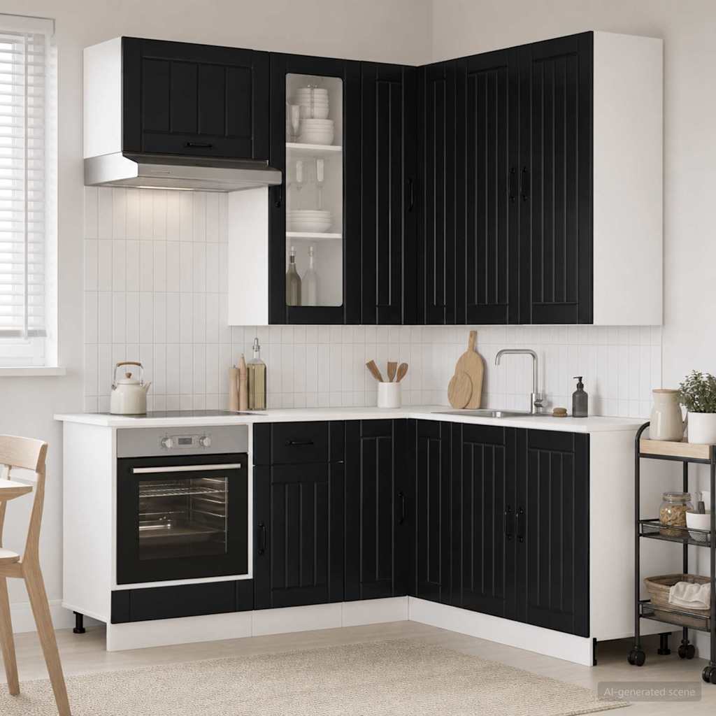 Kitchen Unit LUCCA 8 pcs Engineered Wood Black 100 cm