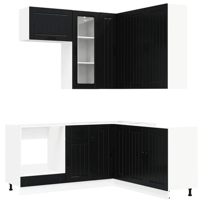 vidaXL Kitchen Unit LUCCA 8 pcs Black Engineered Wood 2