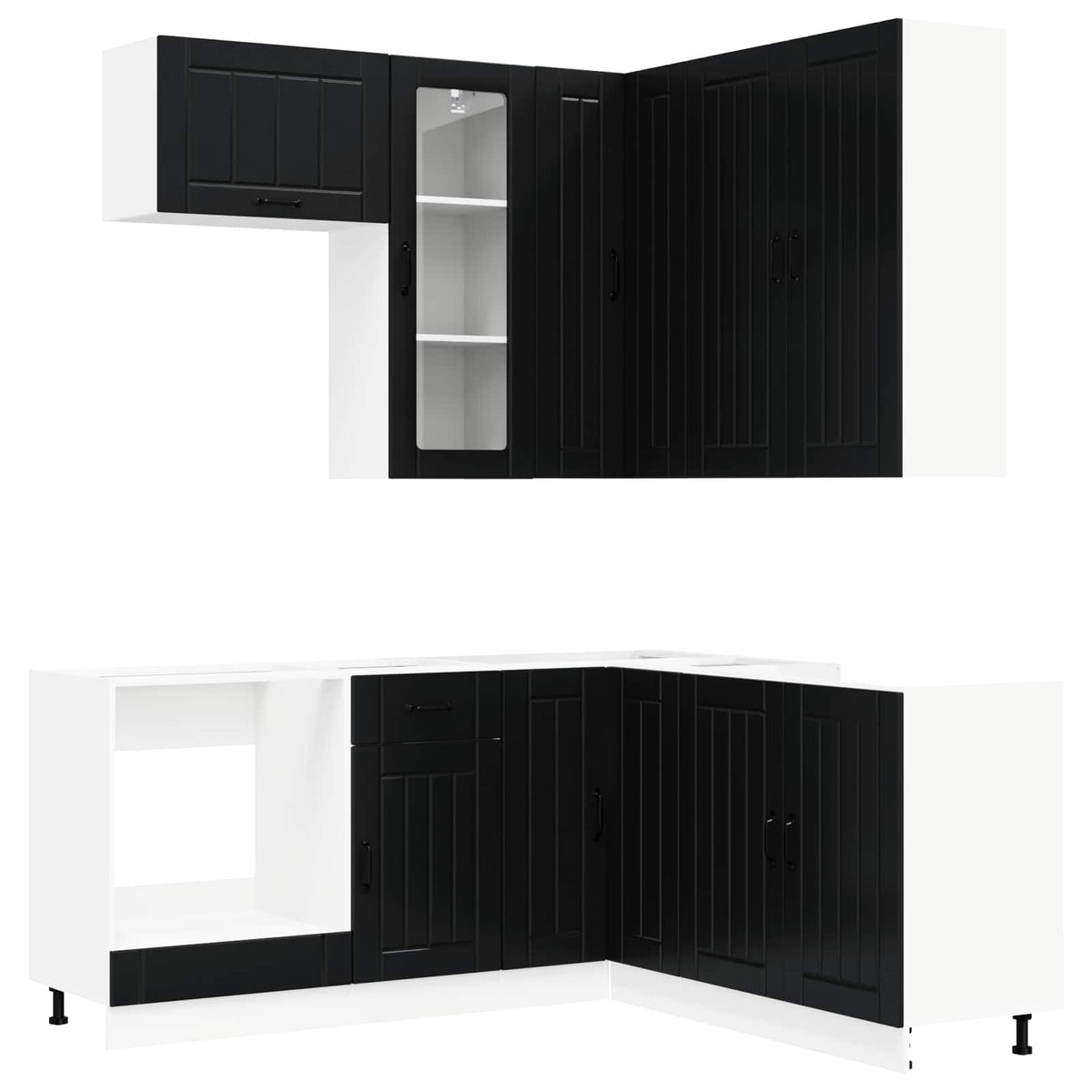 Kitchen Unit LUCCA 8 pcs Engineered Wood Black 100 cm