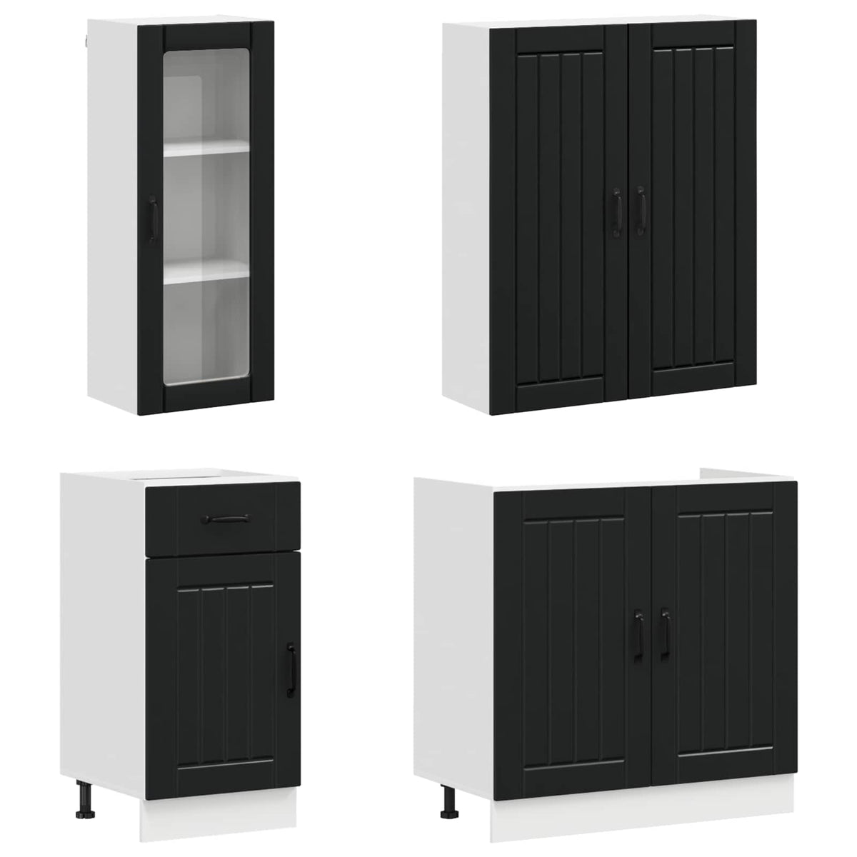 vidaXL Kitchen Unit LUCCA 8 pcs Black Engineered Wood 3