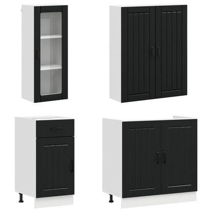 vidaXL Kitchen Unit LUCCA 8 pcs Black Engineered Wood 3