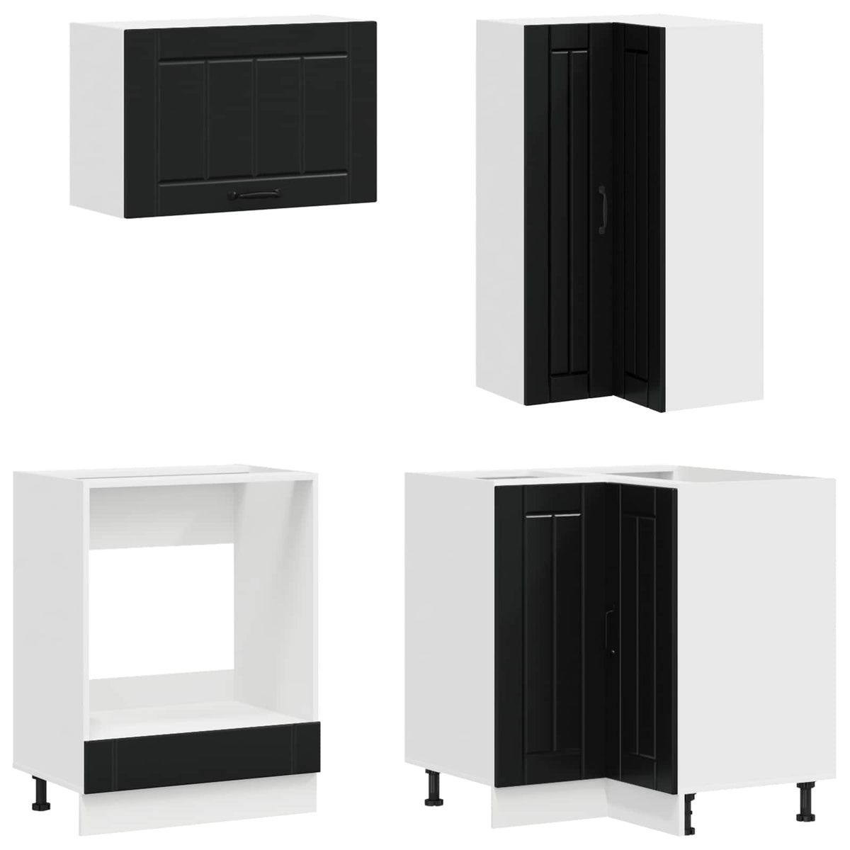 vidaXL Kitchen Unit LUCCA 8 pcs Black Engineered Wood 4