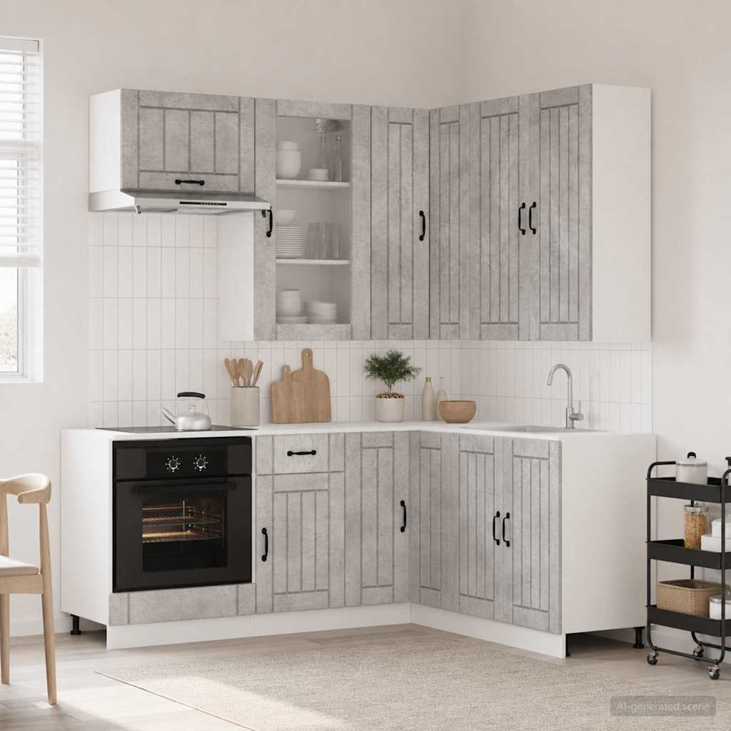 vidaXL Kitchen Unit LUCCA 8 pcs Concrete Grey Engineered Wood 1