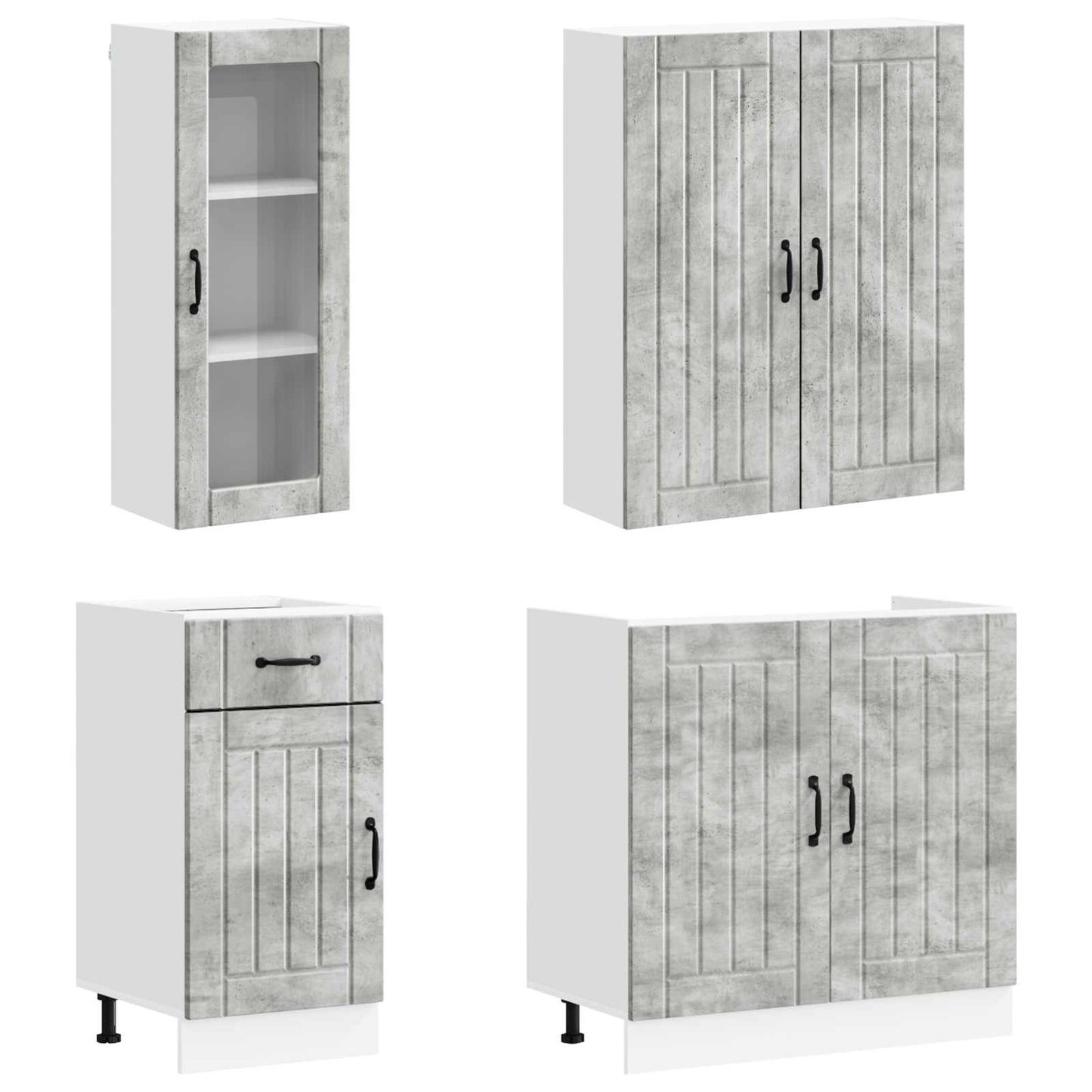 vidaXL Kitchen Unit LUCCA 8 pcs Concrete Grey Engineered Wood 3