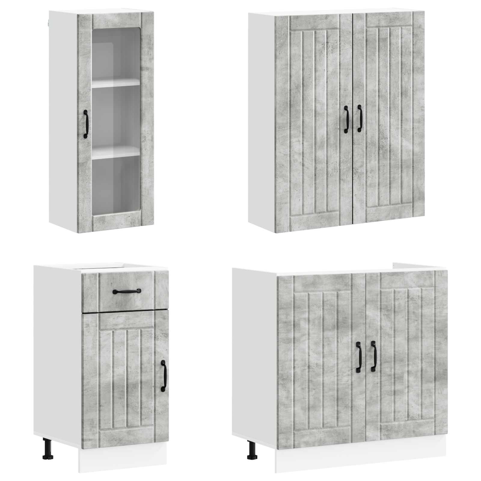 vidaXL Kitchen Unit LUCCA 8 pcs Concrete Grey Engineered Wood 3