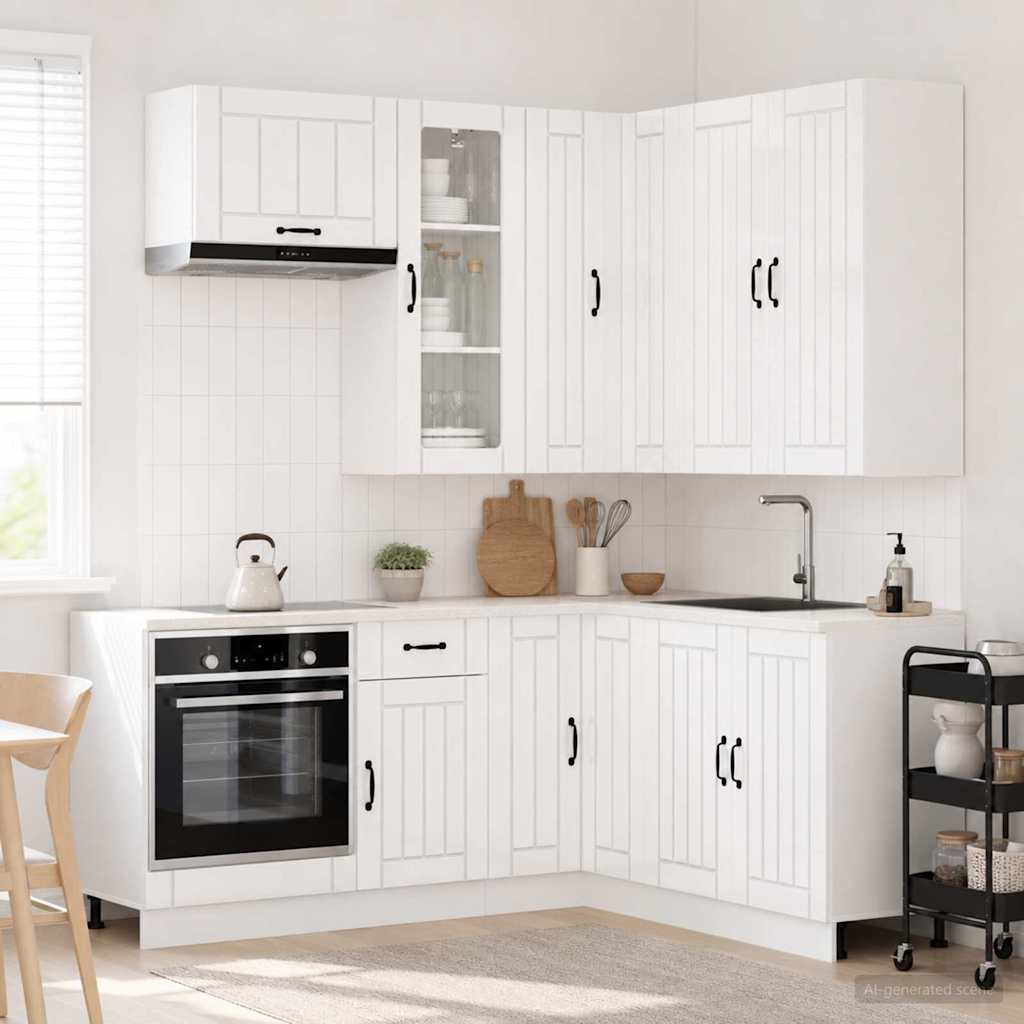 vidaXL Kitchen Unit LUCCA 8 pcs High Gloss White Engineered Wood 1