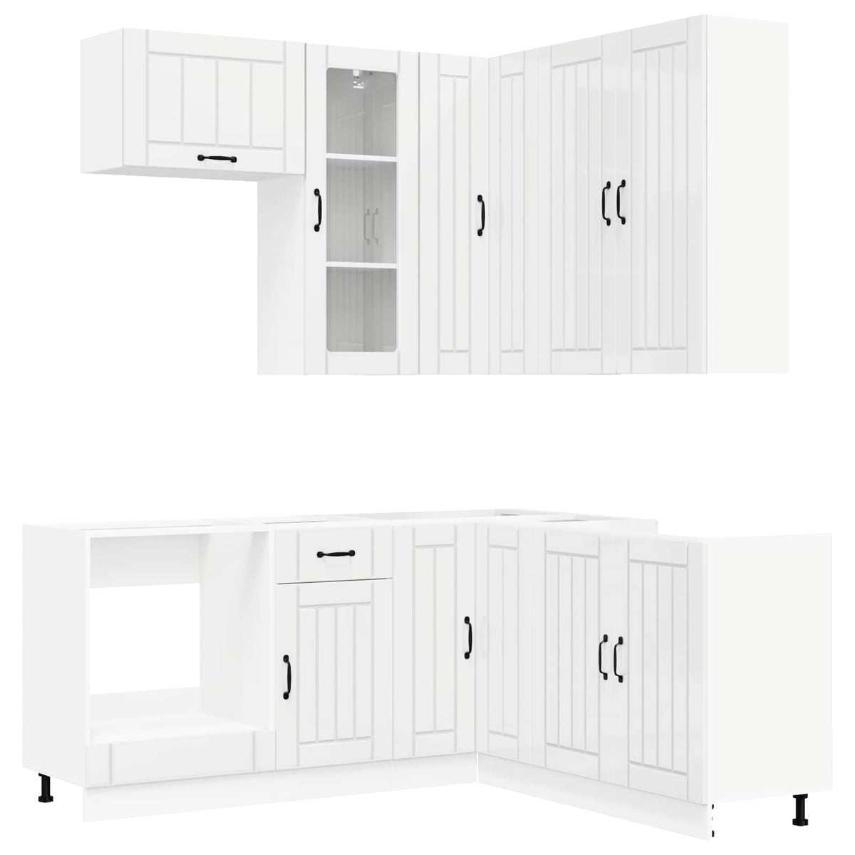 vidaXL Kitchen Unit LUCCA 8 pcs High Gloss White Engineered Wood 2