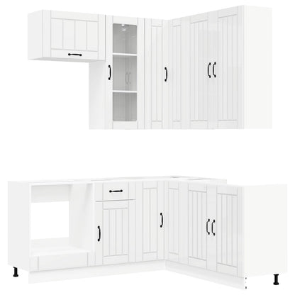 vidaXL Kitchen Unit LUCCA 8 pcs High Gloss White Engineered Wood 2