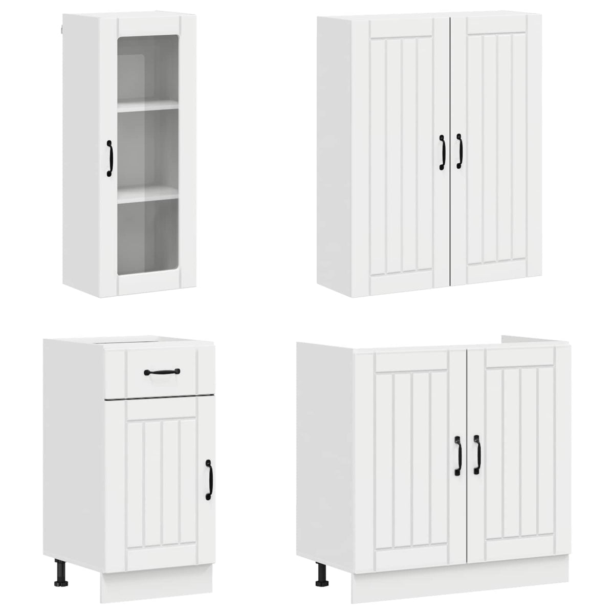 vidaXL Kitchen Unit LUCCA 8 pcs High Gloss White Engineered Wood 3