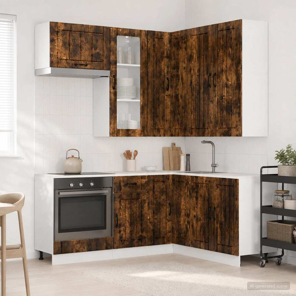 vidaXL Kitchen Unit LUCCA 8 pcs Smoked Oak Engineered Wood