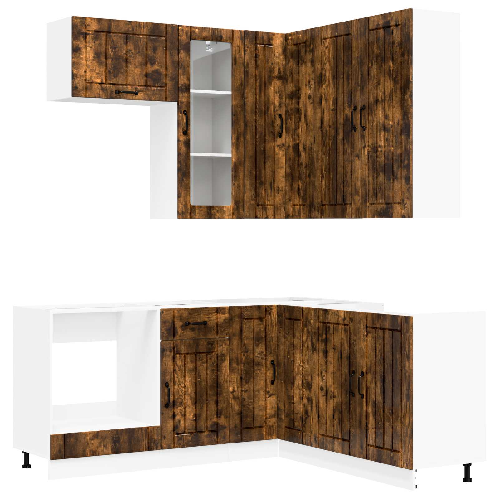 vidaXL Kitchen Unit LUCCA 8 pcs Smoked Oak Engineered Wood 2
