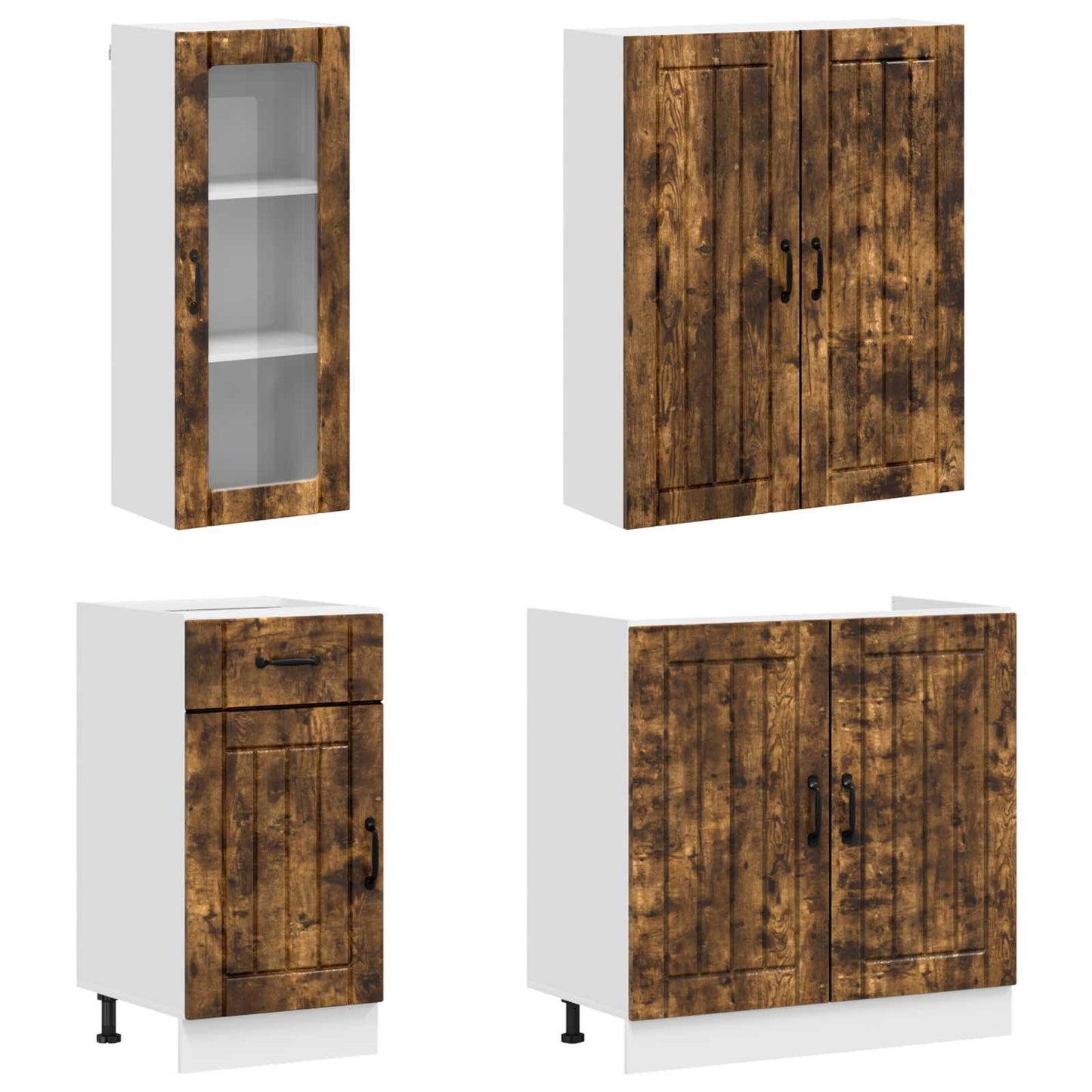 vidaXL Kitchen Unit LUCCA 8 pcs Smoked Oak Engineered Wood 3