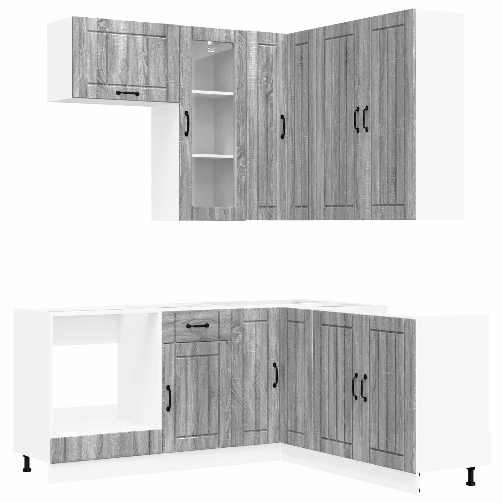 vidaXL Kitchen Unit LUCCA 8 pcs Grey Sonoma Engineered Wood 2
