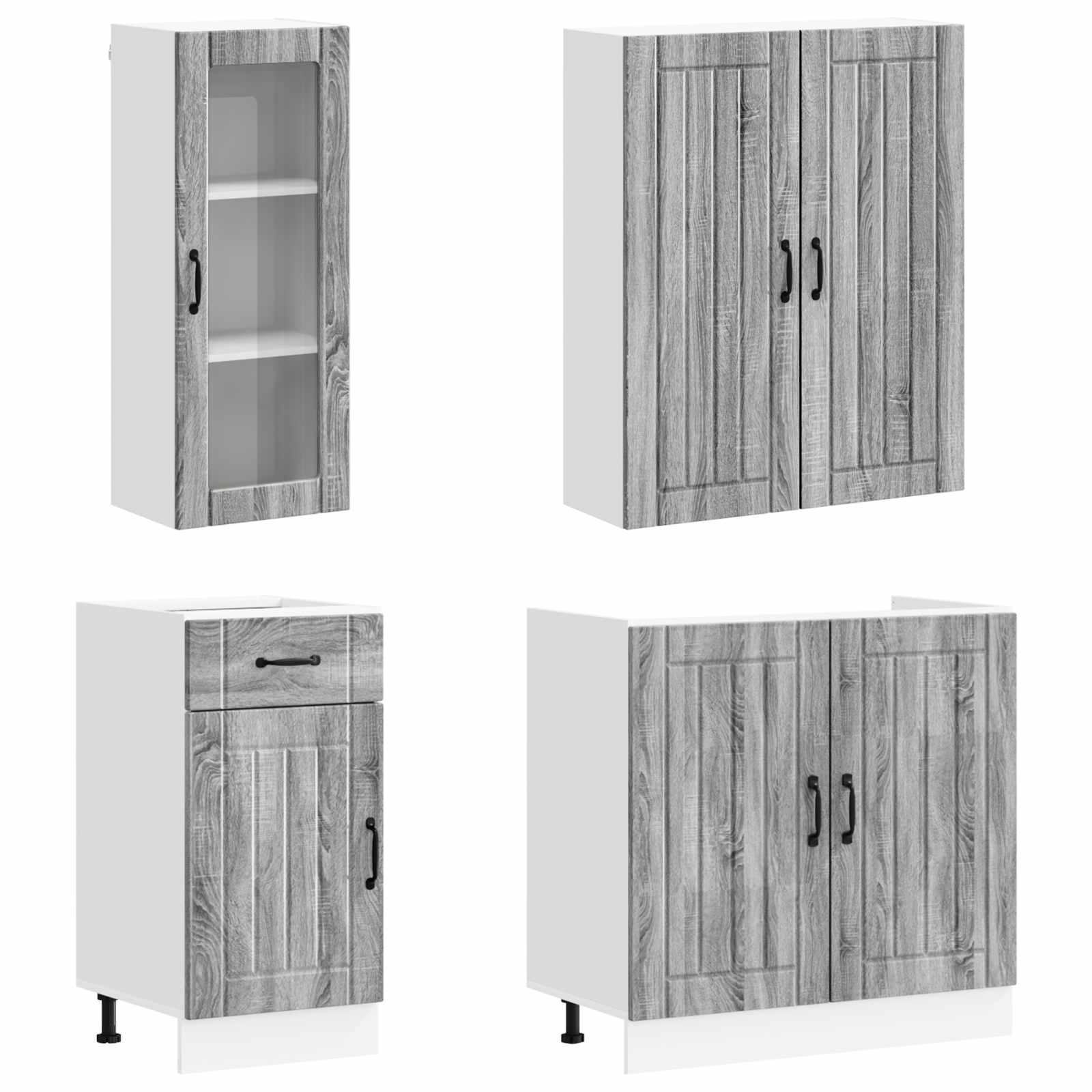 vidaXL Kitchen Unit LUCCA 8 pcs Grey Sonoma Engineered Wood 3