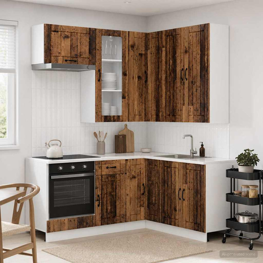 vidaXL Kitchen Unit LUCCA 8 pcs Old Wood Engineered Wood