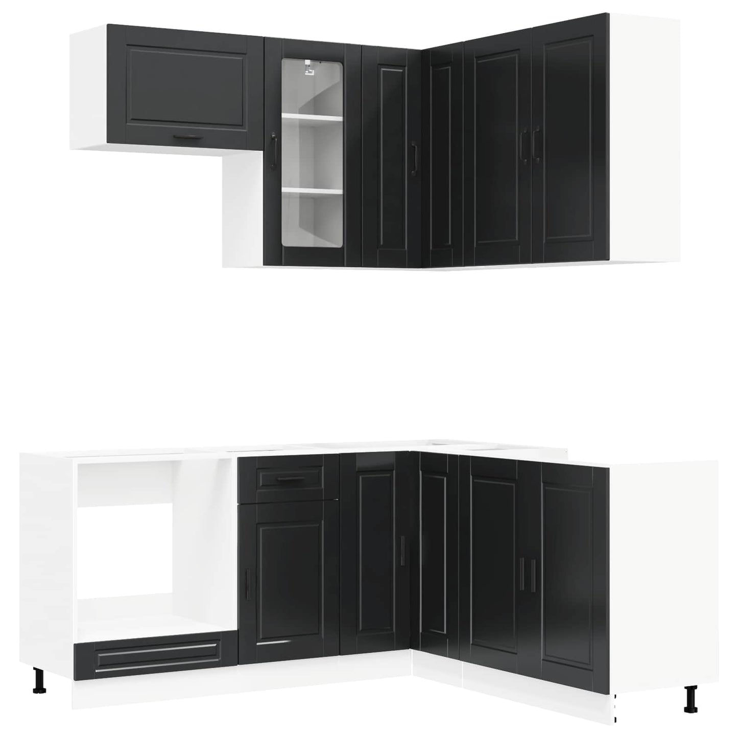 vidaXL Kitchen Unit PORTO 8 pcs Black Engineered Wood 2