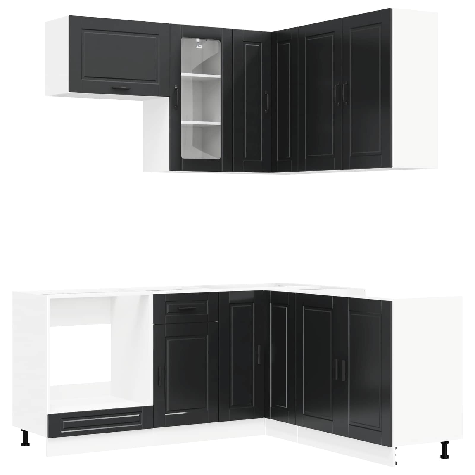 vidaXL Kitchen Unit PORTO 8 pcs Black Engineered Wood 2