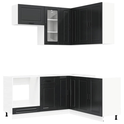 vidaXL Kitchen Unit PORTO 8 pcs Black Engineered Wood 2