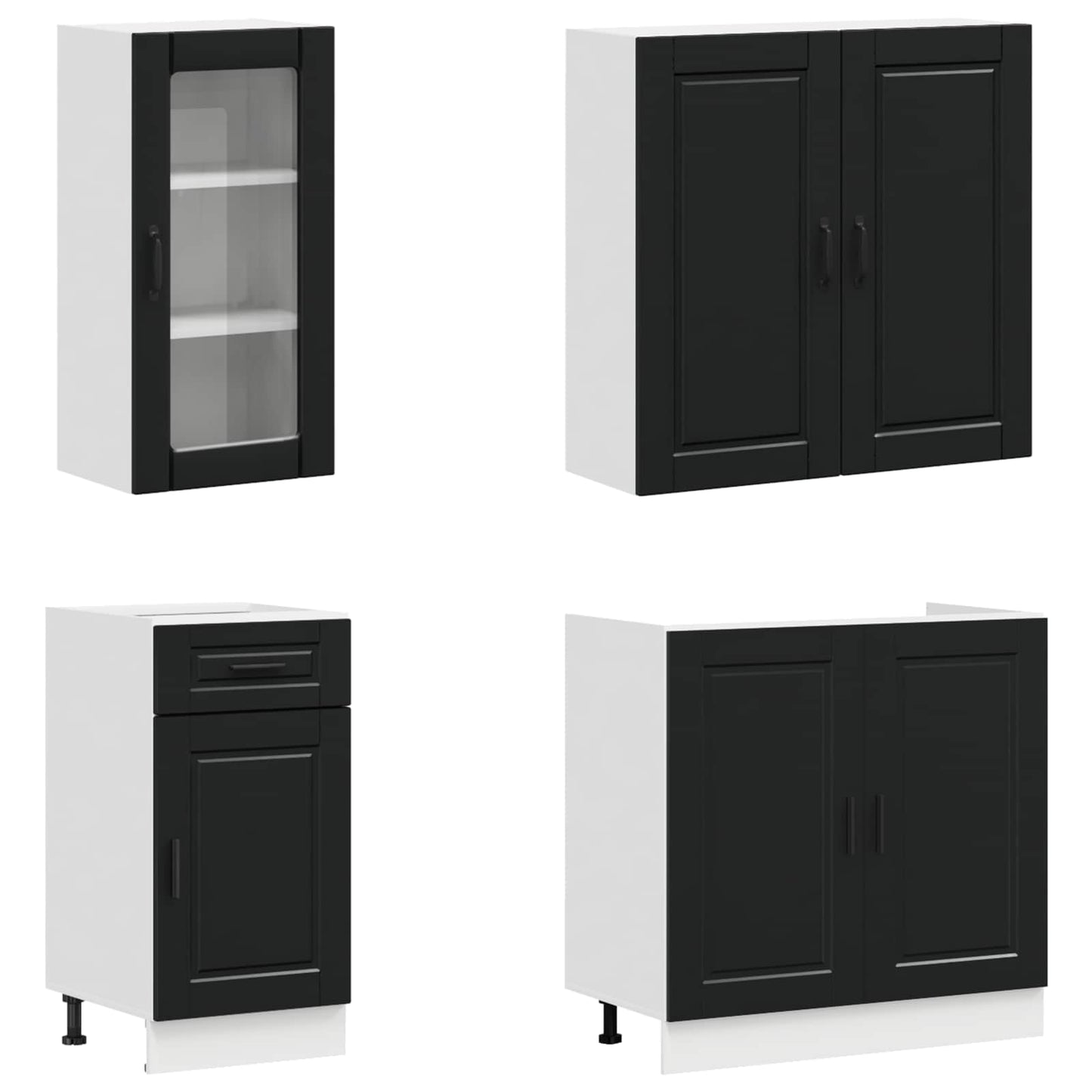 vidaXL Kitchen Unit PORTO 8 pcs Black Engineered Wood 3